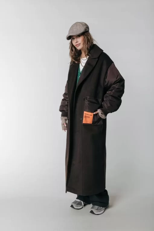 Women Colourful Rebel Ada Wool Long Coat | Cocoa