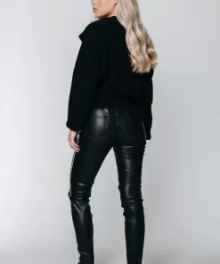 Women Colourful Rebel Chloe Star Faux Leather Five Pocket Pants | Black/White