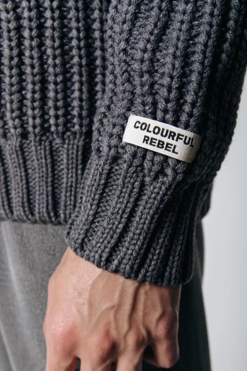 Men Colourful Rebel Dean Rib Knit Sweat | Dark Grey