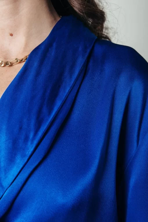Women Colourful Rebel Dorin Satin Wrap Dress | Vibrant Blue