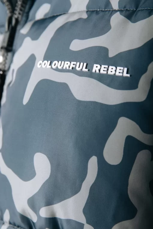Men Colourful Rebel Finch Clean Camo Puffer Jacket | Dark Gray