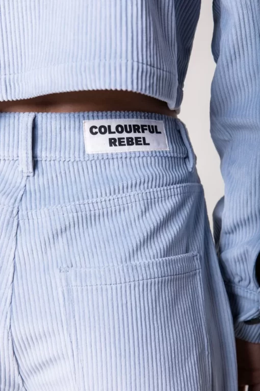 Women Colourful Rebel Gaias Corduroy Wide Leg Pants | Soft Blue
