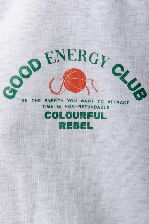 Women Colourful Rebel Good Energy Collar Sweat | Light Gray Melange