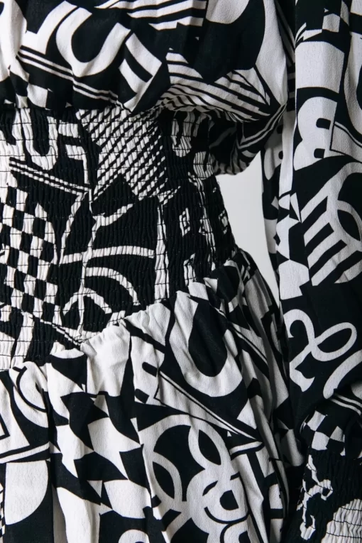 Women Colourful Rebel Kina Ruffle Dress | Black/White