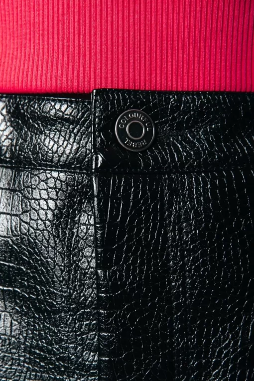 Women Colourful Rebel Linde Croco Vegan Leather Short | Black