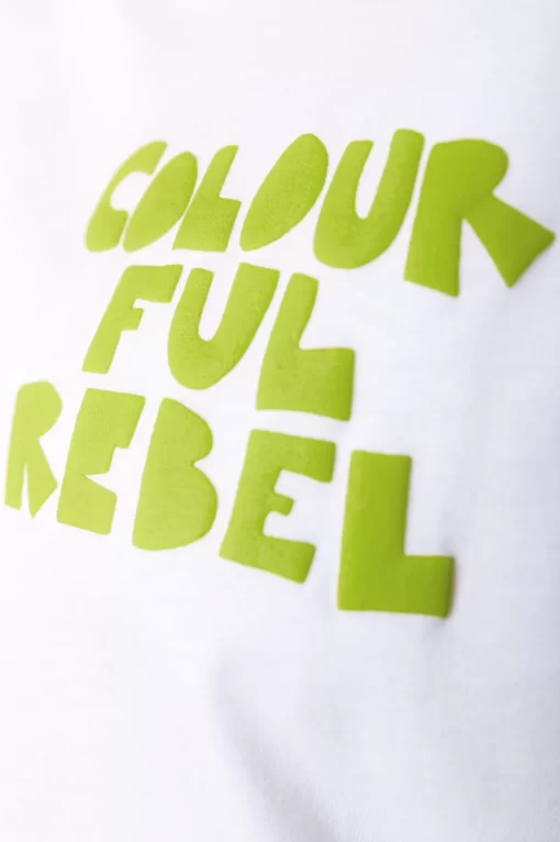 Women Colourful Rebel Logo Tee | White