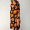 Women Colourful Rebel Lola Flower Maxi Wrap Dress | Mandarin Orange
