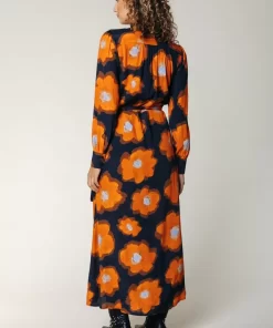 Women Colourful Rebel Lola Flower Maxi Wrap Dress | Mandarin Orange