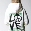 Women Colourful Rebel Love Peace Hoodie | Off White