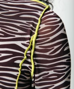 Women Colourful Rebel Maude Zebra Mesh Dress | Dark Brown