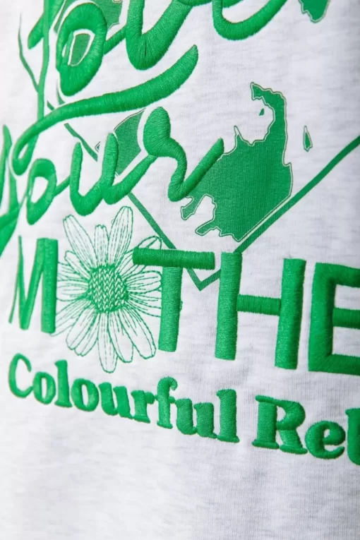 Women Colourful Rebel Mother Earth Hoodie | Light Gray Melange