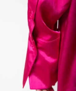 Women Colourful Rebel Oletta Satin Button Down Blouse | Fuchsia