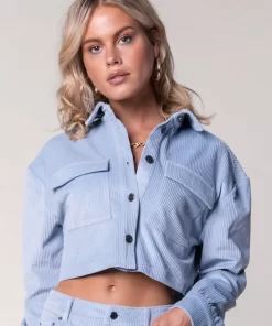 Women Colourful Rebel Olle Corduroy Cropped Blouse | Soft Blue