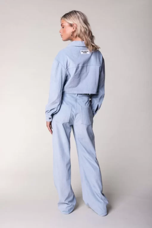 Women Colourful Rebel Olle Corduroy Cropped Blouse | Soft Blue