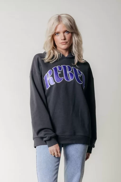 Women Colourful Rebel Rebel Patch Hoodie | Anthracite