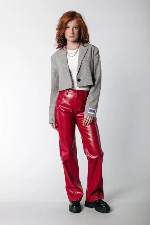 Women Colourful Rebel Russy Croco Pants | Red