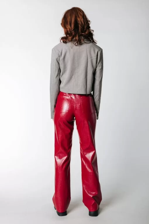 Women Colourful Rebel Russy Croco Pants | Red