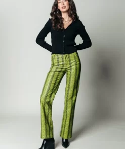 Women Colourful Rebel Russy Snake Pants | Neon Lime