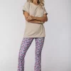 Women Colourful Rebel Small Flower Peached Flare Pants | Multicolor