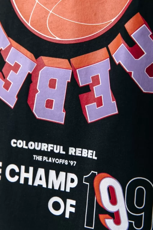 Women Colourful Rebel State Champ Tee | Black