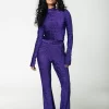 Women Colourful Rebel Structure Velvet Flare | Deep Purple