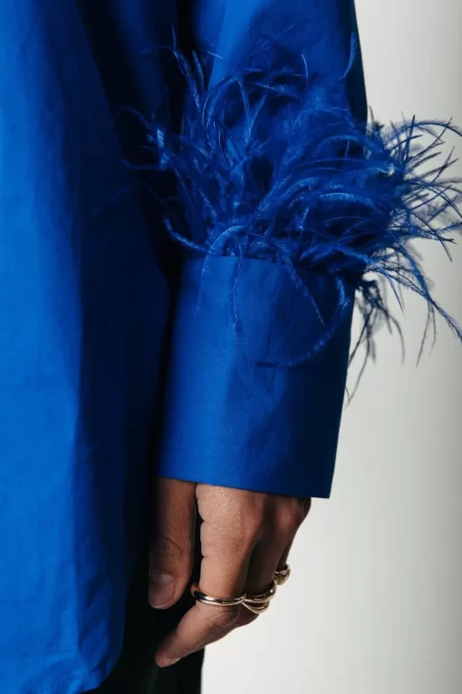 Women Colourful Rebel Talia Feather Blouse | Vibrant Blue