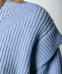 Women Colourful Rebel Toby Sleeve Detail Knit | Soft Blue