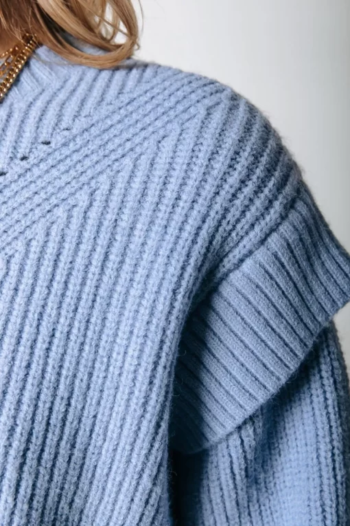 Women Colourful Rebel Toby Sleeve Detail Knit | Soft Blue