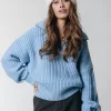 Women Colourful Rebel Yfke Knitwear Zip Pullover | Soft Blue