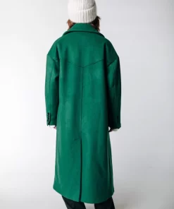 Women Colourful Rebel Zania Double Breasted Wool Long Coat | Deep Green
